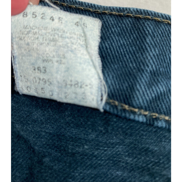 Vtg Levis 550 Jeans Women 32 x‎ 30 Dark Teal Blue Relaxed Altered Hem High Rise - Picture 6 of 13